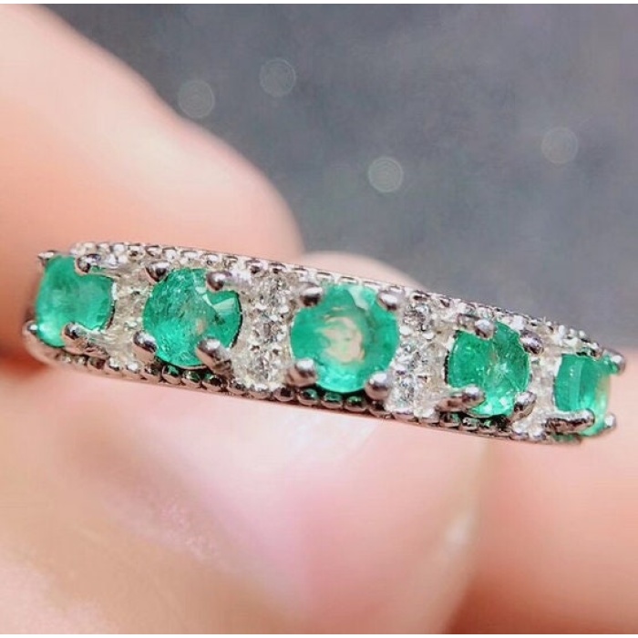 Natural Emerald & Cubic Zirconia Woman Ring, 925 Sterling Silver, Emerald Ring, Statement Ring, Engagement and Wedding Ring | Save 33% - Rajasthan Living 9