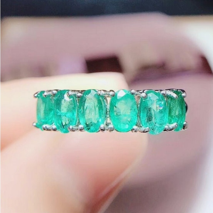 Natural Emerald & Cubic Zirconia Woman Ring, 925 Sterling Silver, Emerald Ring, Statement Ring, Engagement and Wedding Ring | Save 33% - Rajasthan Living 9