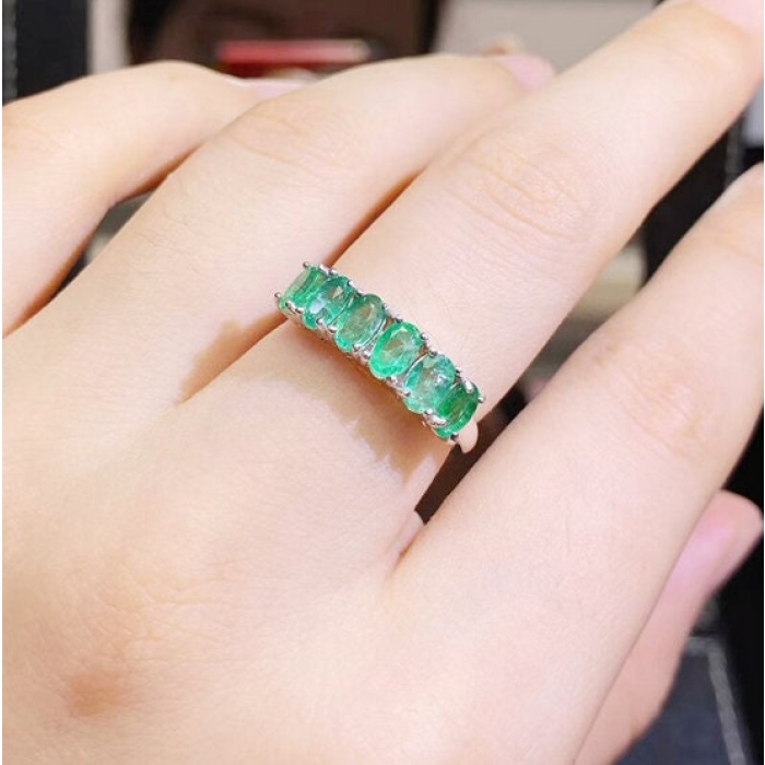 Natural Emerald & Cubic Zirconia Woman Ring, 925 Sterling Silver, Emerald Ring, Statement Ring, Engagement and Wedding Ring | Save 33% - Rajasthan Living 7