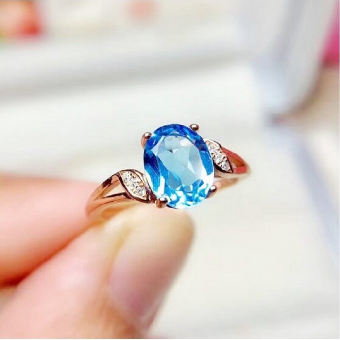 Natural Blue Topaz Ring, 925 Sterling Sliver, Topaz Engagement Ring, Topaz Ring, Topaz Wedding Ring, luxury Ring, Oval cut Ring | Save 33% - Rajasthan Living 7