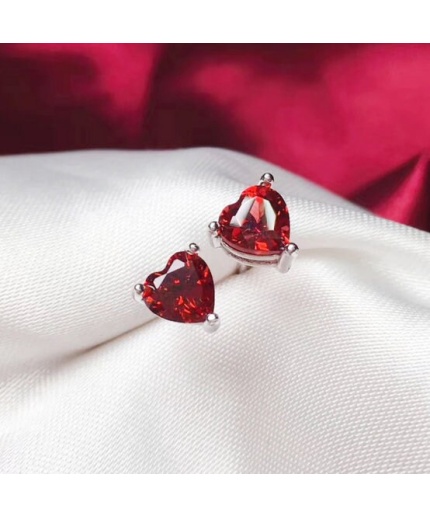 Natural Garnet Studs Earrings, 925 Sterling Silver, Garnet Studs Earrings, Earrings, Garnet Earrings, Luxury Earrings, Heart Stone Earrings | Save 33% - Rajasthan Living 3