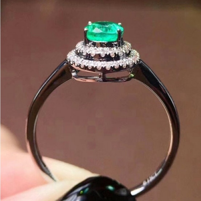 Natural Emerald & Cubic Zirconia Woman Ring, 925 Sterling Silver, Emerald Ring, Statement Ring, Engagement and Wedding Ring | Save 33% - Rajasthan Living 8