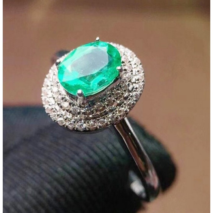 Natural Emerald & Cubic Zirconia Woman Ring, 925 Sterling Silver, Emerald Ring, Statement Ring, Engagement and Wedding Ring | Save 33% - Rajasthan Living 10