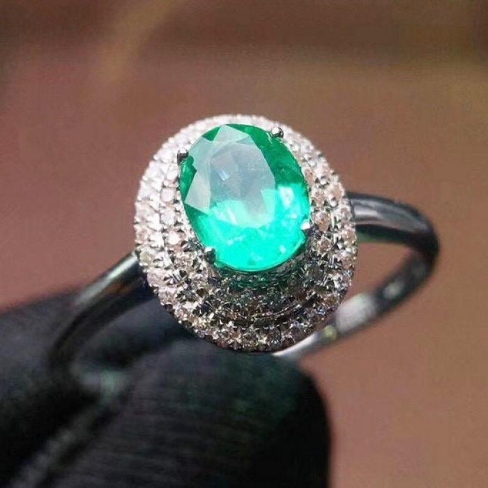 Natural Emerald & Cubic Zirconia Woman Ring, 925 Sterling Silver, Emerald Ring, Statement Ring, Engagement and Wedding Ring | Save 33% - Rajasthan Living 9