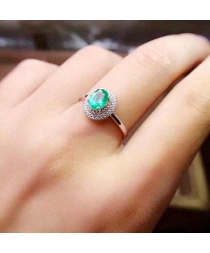 Natural Emerald & Cubic Zirconia Woman Ring, 925 Sterling Silver, Emerald Ring, Statement Ring, Engagement and Wedding Ring | Save 33% - Rajasthan Living 3