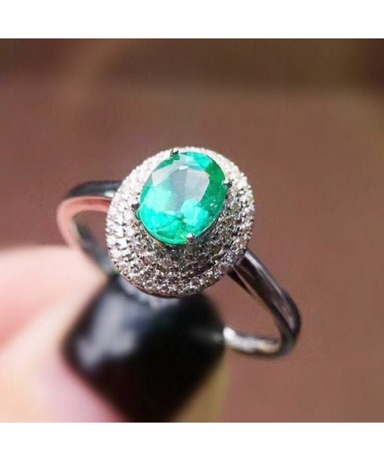 Natural Emerald & Cubic Zirconia Woman Ring, 925 Sterling Silver, Emerald Ring, Statement Ring, Engagement and Wedding Ring | Save 33% - Rajasthan Living