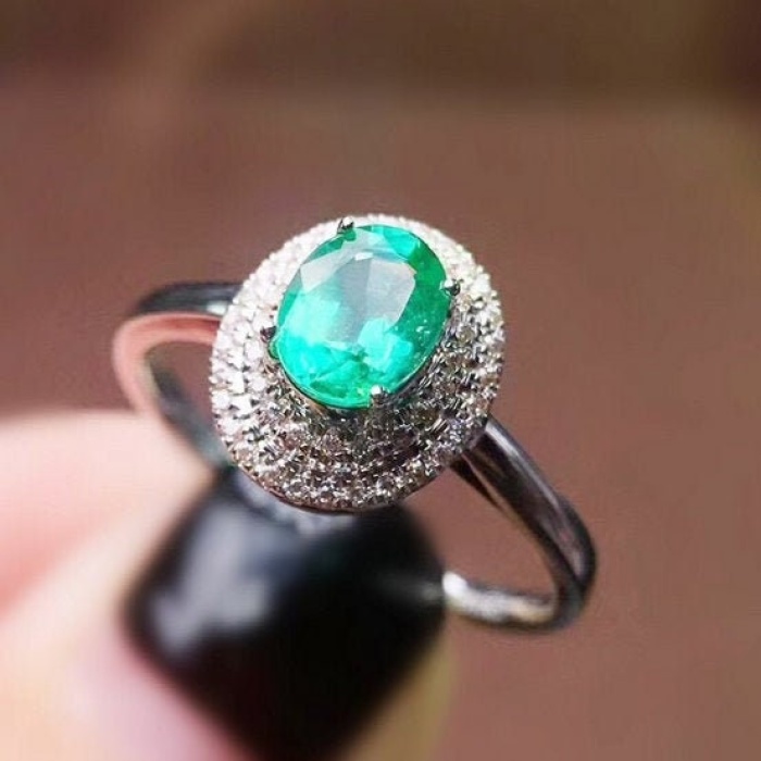 Natural Emerald & Cubic Zirconia Woman Ring, 925 Sterling Silver, Emerald Ring, Statement Ring, Engagement and Wedding Ring | Save 33% - Rajasthan Living 5