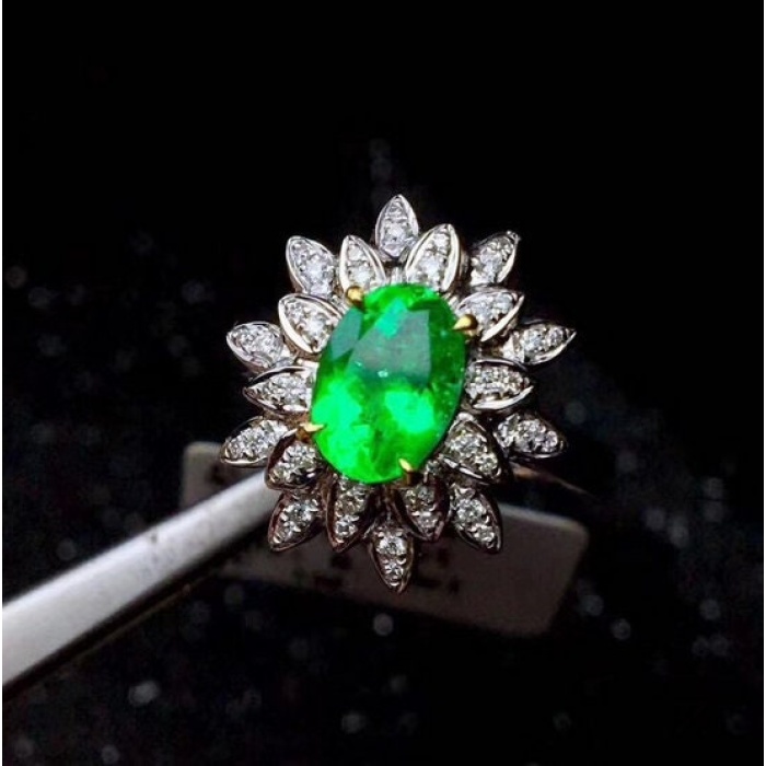 Natural Emerald & Cubic Zirconia Woman Ring, 925 Sterling Silver, Emerald Ring, Statement Ring, Engagement and Wedding Ring | Save 33% - Rajasthan Living 8