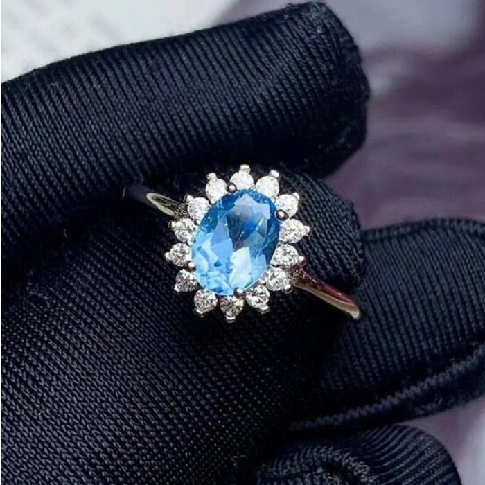 Natural Blue Topaz Ring, 925 Sterling Silver, Topaz Engagement Ring, Topaz Ring, Wedding Ring, Topaz Luxury Ring, Ring/Band, Oval Cut Ring | Save 33% - Rajasthan Living 9