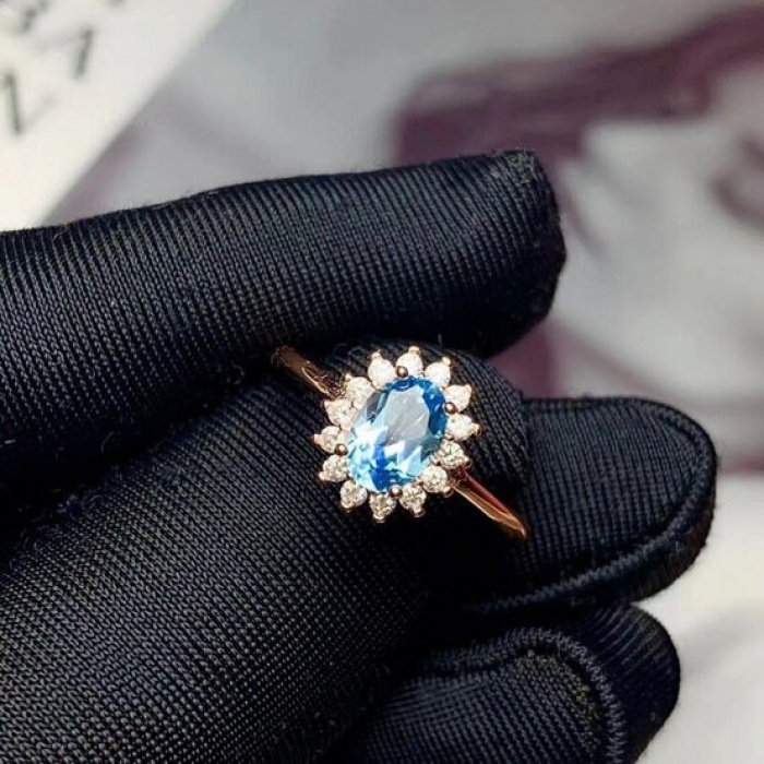 Natural Blue Topaz Ring, 925 Sterling Silver, Topaz Engagement Ring, Topaz Ring, Wedding Ring, Topaz Luxury Ring, Ring/Band, Oval Cut Ring | Save 33% - Rajasthan Living 11