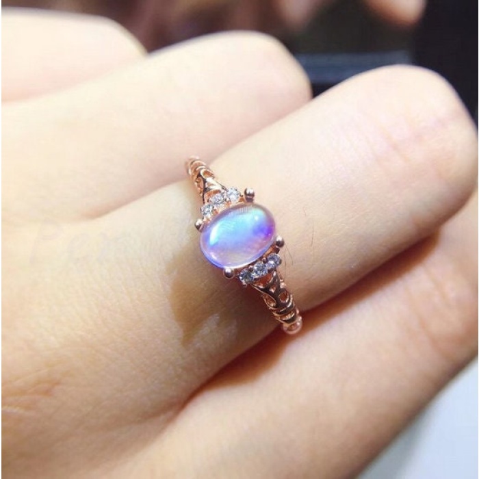 Natural Moonstone Ring, 925 Sterling Silver, Moonstone Engagement Ring, Wedding Ring, Luxury Ring, Ring/Band, Moonstone Oval Cabochon Ring | Save 33% - Rajasthan Living 6