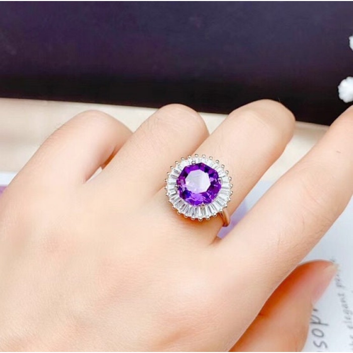 Natural Amethyst Jewellery Set , Engagement Pendent, Silver Amethyst Pendent, Woman Ring, Luxury Pendent, Round Cut Stone Pendent | Save 33% - Rajasthan Living 7