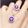 Natural Amethyst Jewellery Set , Engagement Pendent, Silver Amethyst Pendent, Woman Ring, Luxury Pendent, Round Cut Stone Pendent | Save 33% - Rajasthan Living 17