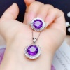 Natural Amethyst Jewellery Set , Engagement Pendent, Silver Amethyst Pendent, Woman Ring, Luxury Pendent, Round Cut Stone Pendent | Save 33% - Rajasthan Living 20