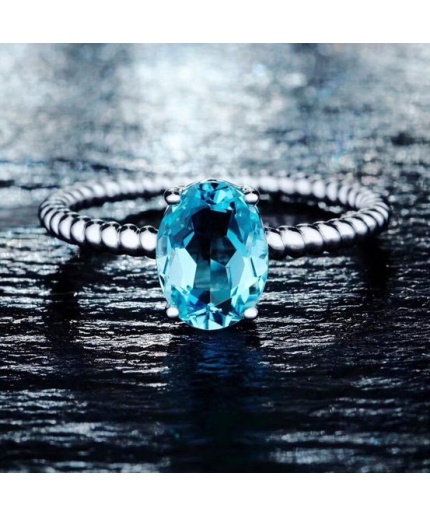 Natural Blue Topaz Ring, 925 Sterling Silver, Topaz Engagement Ring, Topaz Ring, Wedding Ring, Topaz Luxury Ring, Ring/Band, Oval Cut Ring | Save 33% - Rajasthan Living 3