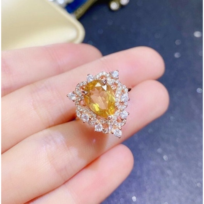 Natural Citrine Ring, 925 Sterling Sliver, Citrine Engagement Ring, Citrine Wedding Ring, luxury Ring, Ring/Band, Citrine Pear cut Ring | Save 33% - Rajasthan Living 8