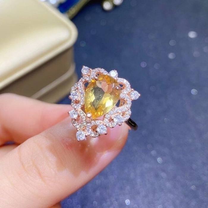 Natural Citrine Ring, 925 Sterling Sliver, Citrine Engagement Ring, Citrine Wedding Ring, luxury Ring, Ring/Band, Citrine Pear cut Ring | Save 33% - Rajasthan Living 9