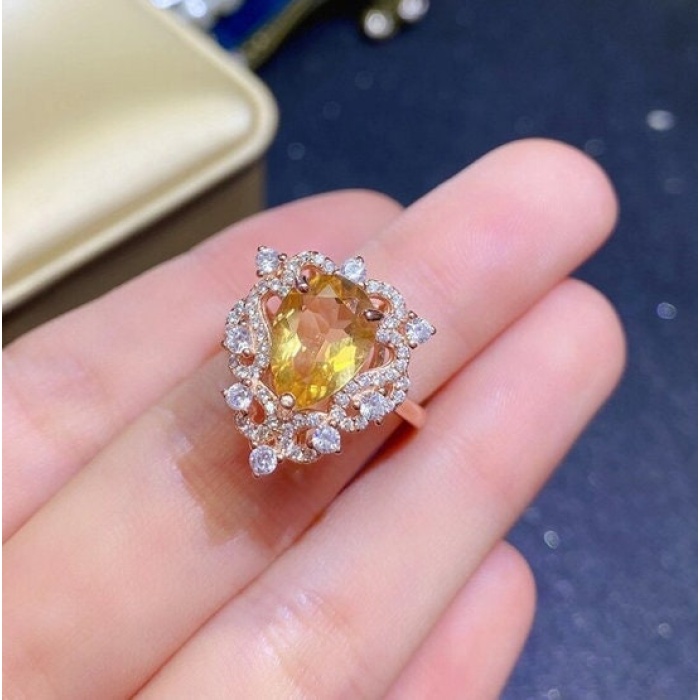 Natural Citrine Ring, 925 Sterling Sliver, Citrine Engagement Ring, Citrine Wedding Ring, luxury Ring, Ring/Band, Citrine Pear cut Ring | Save 33% - Rajasthan Living 10