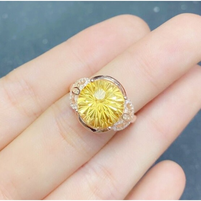 Natural Citrine Ring, 925 Sterling Sliver, Citrine Engagement Ring, Citrine Wedding Ring, luxury Ring, Ring/Band, Citrine Round cut Ring | Save 33% - Rajasthan Living 11