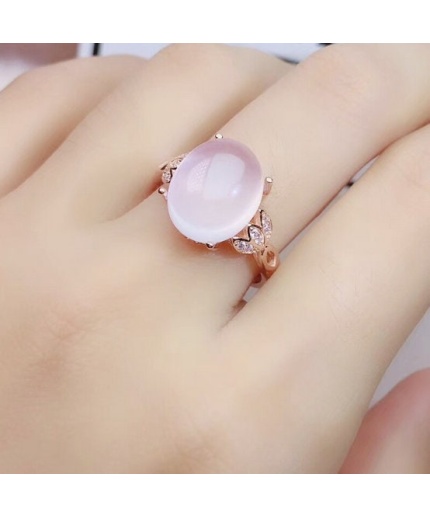 Natural Rose Quartz Jewelry Set, Engagement Ring, Rose Quartz Silver Pendent, Woman Pendant, Pendant Necklace, Luxury Ring, Oval Cabochon | Save 33% - Rajasthan Living 3