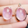 Natural Rose Quartz Jewelry Set, Engagement Ring, Rose Quartz Silver Pendent, Woman Pendant, Pendant Necklace, Luxury Ring, Oval Cabochon | Save 33% - Rajasthan Living 14