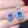 Natural Blue Topaz Jewelry Set, Engagement Ring, Blue Topaz Jewellery Set, Woman Pendant, Topaz Necklace, Luxury Pendant, Oval Cut Stone | Save 33% - Rajasthan Living 12