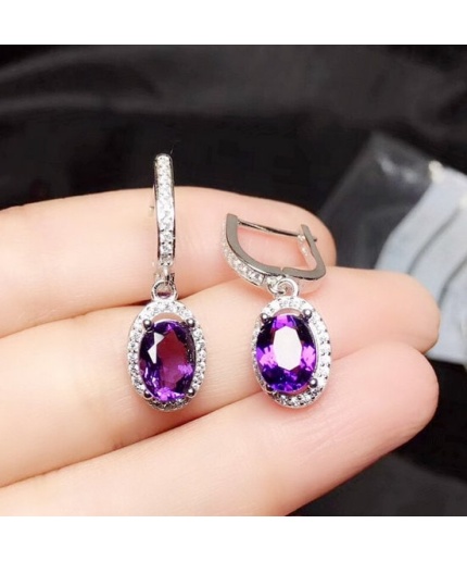 Natural Amethyst Drop Earrings, 925 Sterling SIlver Drop Earrings, Amethyst Earrings, Gold Earrings, Luxury Earrings, Oval Cut Earrings | Save 33% - Rajasthan Living 3