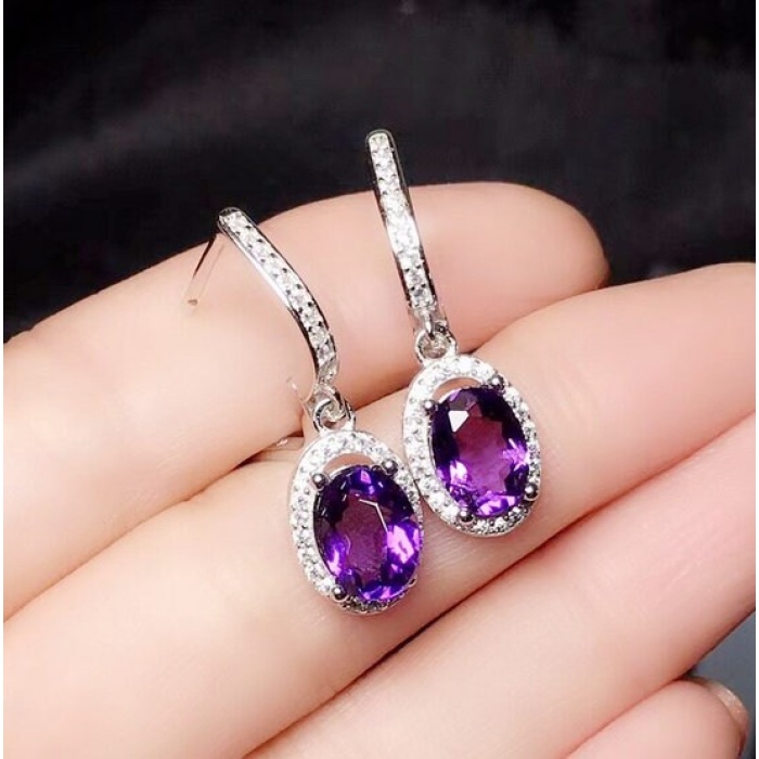 Natural Amethyst Drop Earrings, 925 Sterling SIlver Drop Earrings, Amethyst Earrings, Gold Earrings, Luxury Earrings, Oval Cut Earrings | Save 33% - Rajasthan Living 7