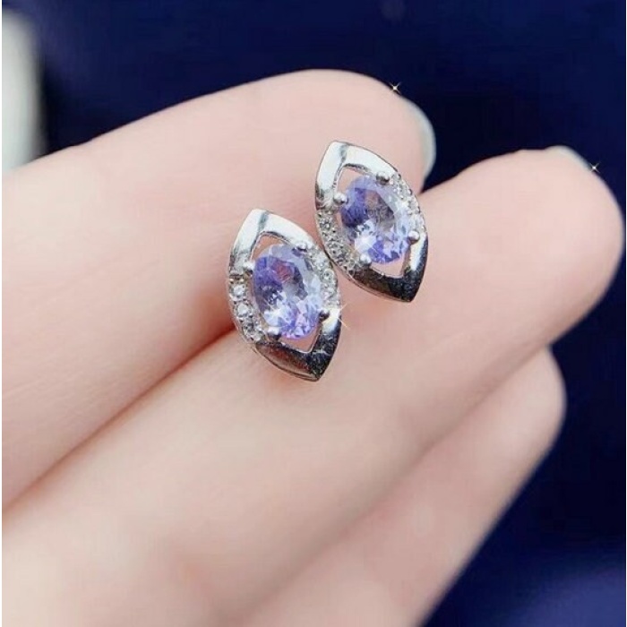 Natural Tanzanite Studs Earrings, 925 Sterling Silver, Tanzanite Studs Earrings, Tanzanite Earrings, Luxury Earrings, Oval Cut Earrings | Save 33% - Rajasthan Living 8