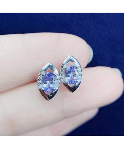 Natural Tanzanite Studs Earrings, 925 Sterling Silver, Tanzanite Studs Earrings, Tanzanite Earrings, Luxury Earrings, Oval Cut Earrings | Save 33% - Rajasthan Living