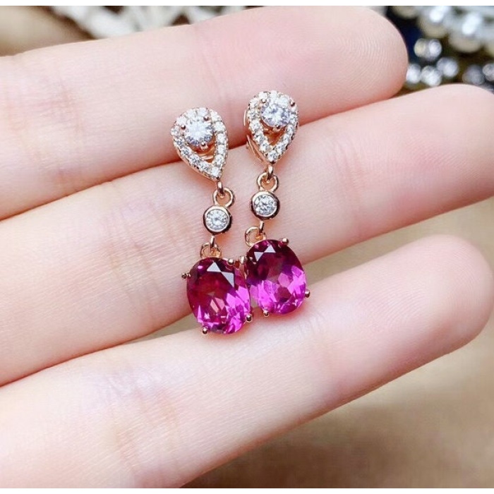 Natural Pink Topaz Drop Earrings, 925 Sterling Silver, Drop Earrings, Pink Topaz Earrings, Luxury Earrings, Oval Cut Stone Earrings | Save 33% - Rajasthan Living 9