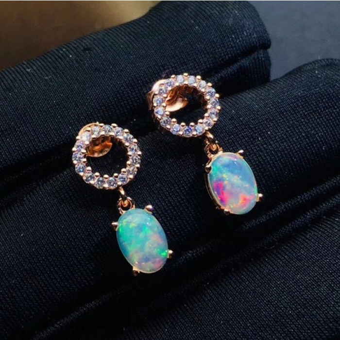 Natural Opal Drop Earrings, 925 Sterling Silver, Opal Drop Earrings, Earrings, Opal Earrings, Luxury Earrings, Oval Stone Earrings | Save 33% - Rajasthan Living 7