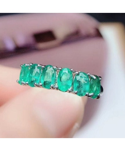 Natural Emerald & Cubic Zirconia Woman Ring, 925 Sterling Silver, Emerald Ring, Statement Ring, Engagement and Wedding Ring | Save 33% - Rajasthan Living