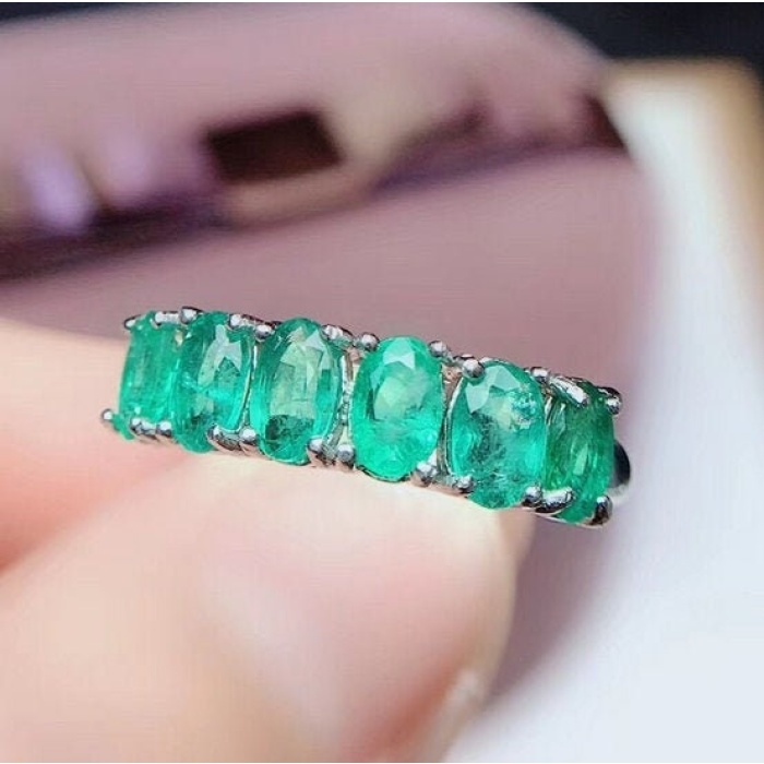 Natural Emerald & Cubic Zirconia Woman Ring, 925 Sterling Silver, Emerald Ring, Statement Ring, Engagement and Wedding Ring | Save 33% - Rajasthan Living 5