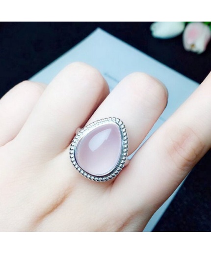 Natural Rose Quartz Jewelry Set, Engagement Ring, Rose Quartz Silver Pendent, Woman Pendant, Pendant Necklace, Luxury Ring, Pear Cabochon | Save 33% - Rajasthan Living 3