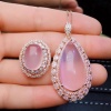 Natural Rose Quartz Jewelry Set, Engagement Ring, Rose Quartz Silver Pendent, Woman Pendant, Pendant Necklace, Luxury Ring, Pear Cabochon | Save 33% - Rajasthan Living 18