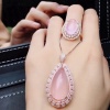 Natural Rose Quartz Jewelry Set, Engagement Ring, Rose Quartz Silver Pendent, Woman Pendant, Pendant Necklace, Luxury Ring, Pear Cabochon | Save 33% - Rajasthan Living 16