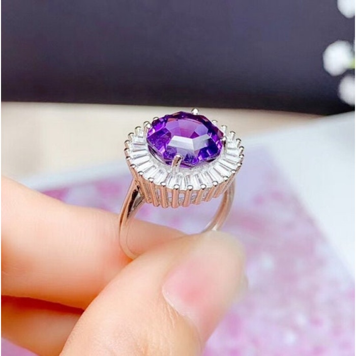 Natural Amethyst Jewellery Set , Engagement Pendent, Silver Amethyst Pendent, Woman Ring, Luxury Pendent, Round Cut Stone Pendent | Save 33% - Rajasthan Living 9