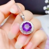 Natural Amethyst Jewellery Set , Engagement Pendent, Silver Amethyst Pendent, Woman Ring, Luxury Pendent, Round Cut Stone Pendent | Save 33% - Rajasthan Living 21