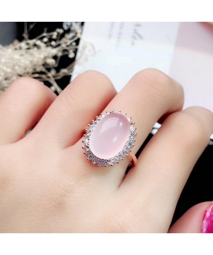 Natural Rose Quartz Jewelry Set, Engagement Ring, Rose Quartz Silver Pendent, Woman Pendant, Pendant Necklace, Luxury Ring, Oval Cabochon | Save 33% - Rajasthan Living 3