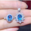 Natural Blue Topaz Jewelry Set, Engagement Ring, Blue Topaz Jewellery Set, Woman Pendant, Topaz Necklace, Luxury Pendant, Oval Cut Stone | Save 33% - Rajasthan Living 9