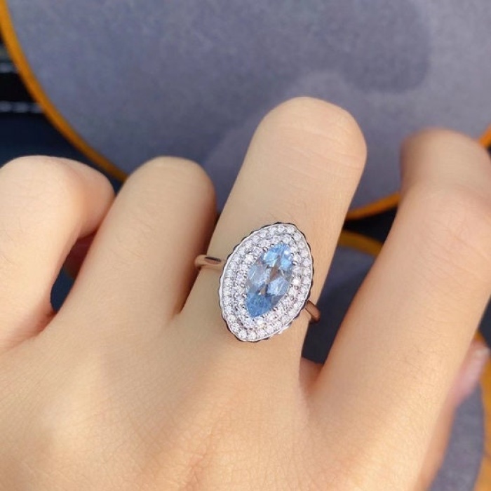 Natural Aquamarine Ring, 925 Sterling Silver, Aquamarine Ring, Engagement Ring, Wedding Ring, Luxury Ring, Ring/Band, Marquise Cut Ring | Save 33% - Rajasthan Living 9