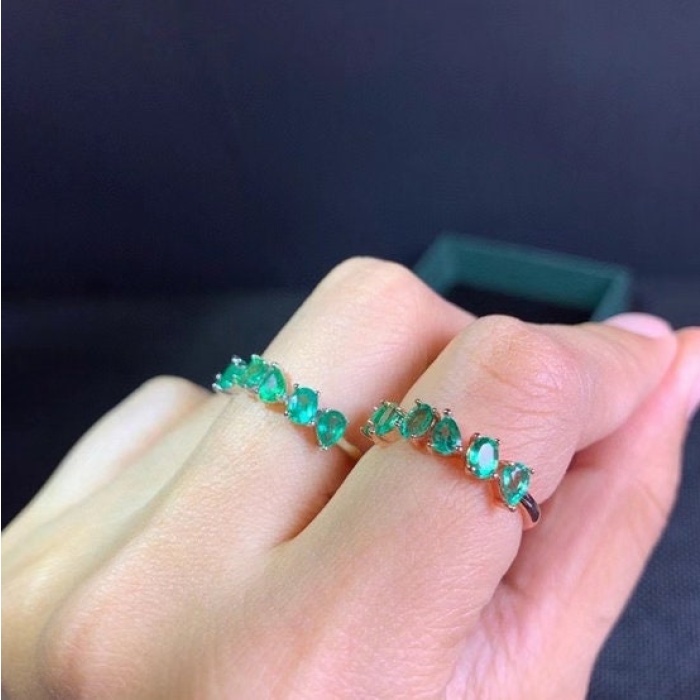 Natural Emerald & Cubic Zirconia Woman Ring, 925 Sterling Silver, Emerald Ring, Statement Ring, Engagement and Wedding Ring | Save 33% - Rajasthan Living 8