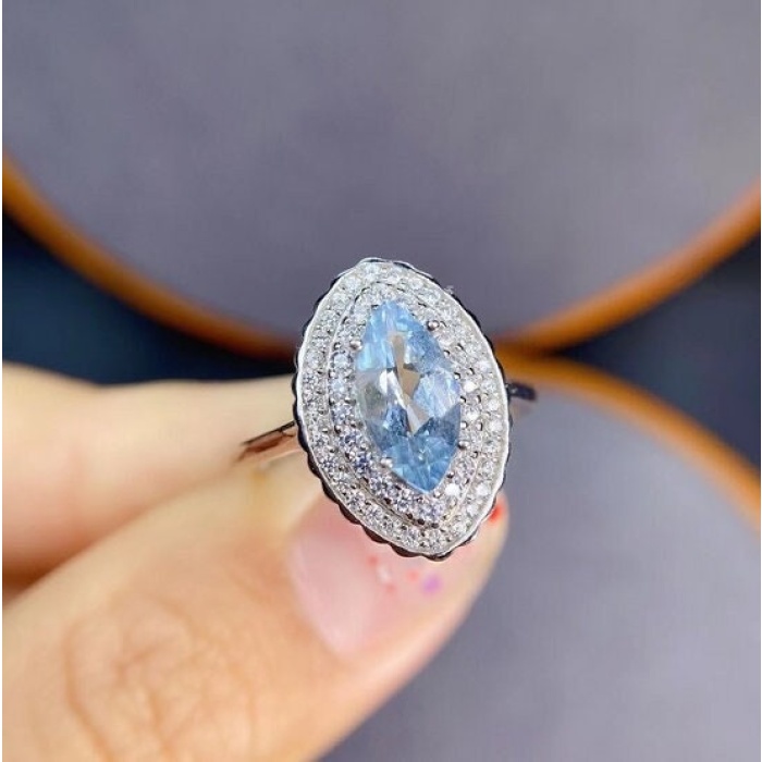 Natural Aquamarine Ring, 925 Sterling Silver, Aquamarine Ring, Engagement Ring, Wedding Ring, Luxury Ring, Ring/Band, Marquise Cut Ring | Save 33% - Rajasthan Living 5