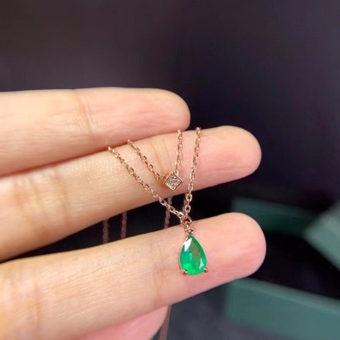 Natural Emerald Pendant, Engagement Pendant, Emerald Silver Pendent, Woman Pendant, Pendant Necklace, Luxury Pendent, Pear Cut Stone Pendent | Save 33% - Rajasthan Living 7