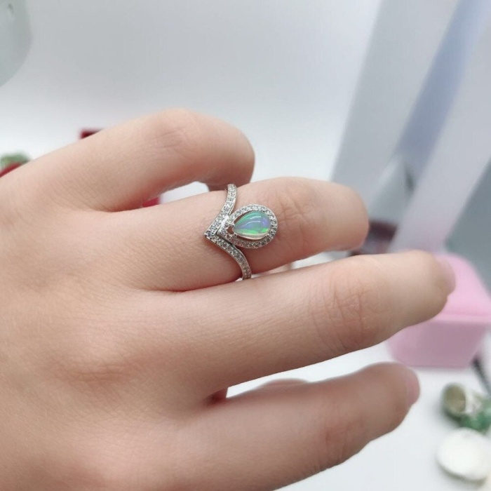 Natural Fire Opal Ring, 925 Sterling Silver, Engagement Ring, Wedding Ring, Luxury Ring, Ring/Band, Pear Opal Ring, Bridesmaids Gift | Save 33% - Rajasthan Living 8