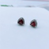 Natural Garnet Studs Earrings, 925 Sterling Silver, Garnet Studs Earrings, Garnet Earrings, Luxury Earrings, Trillion Stone Earrings | Save 33% - Rajasthan Living 9