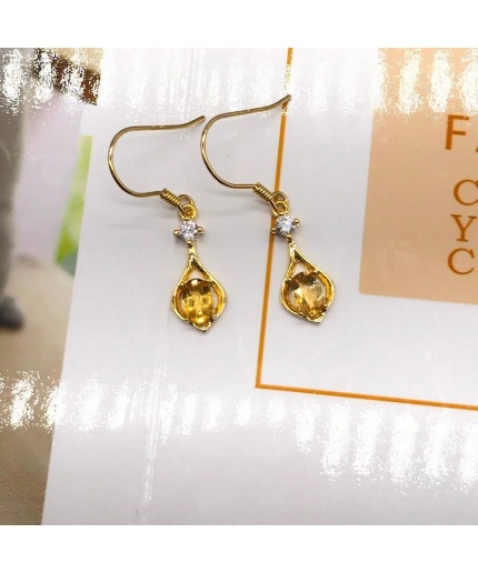 Natural Citrine Drop Earrings, 925 Sterling Silver, Citrine Earrings, Silver Earrings, Citrine Luxury Earrings, Oval Cut Stone Earrings | Save 33% - Rajasthan Living 3