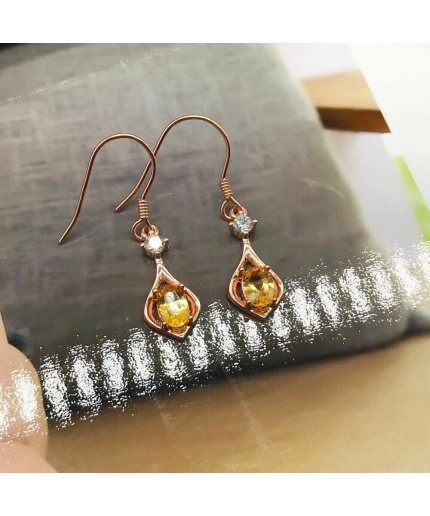 Natural Citrine Drop Earrings, 925 Sterling Silver, Citrine Earrings, Silver Earrings, Citrine Luxury Earrings, Oval Cut Stone Earrings | Save 33% - Rajasthan Living