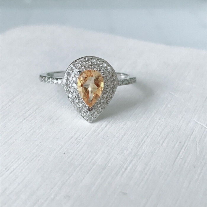 Natural Citrine Ring, 925 Sterling Sliver, Citrine Engagement Ring, Citrine Wedding Ring, luxury Ring, Ring/Band, Citrine Pear cut Ring | Save 33% - Rajasthan Living 5